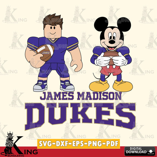 James Madison Dukes Roblox & Mickey Football SVG file , NCAA Cricut,  File cut , Digital Download , PDF File