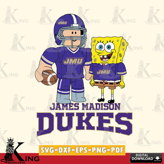 James Madison Dukes Roblox & Spongebob Football SVG file , NCAA Cricut,  File cut , Digital Download , PDF File