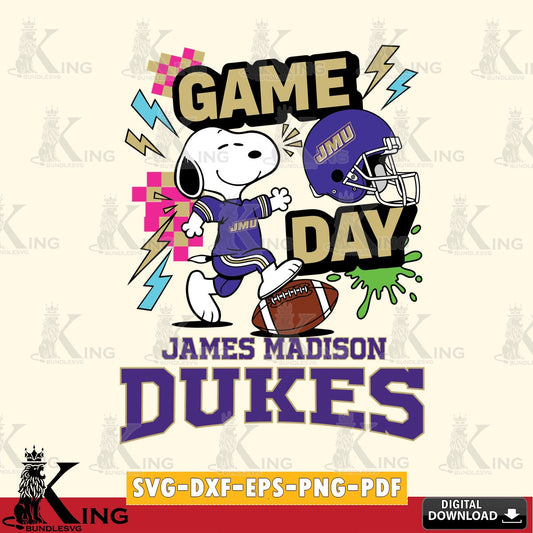 James Madison Dukes Snoopy Game day SVG, Cricut, Cut file  , Digital Download , Instant Download, Peanuts svg, NCAA svg, Football svg, Sport svg