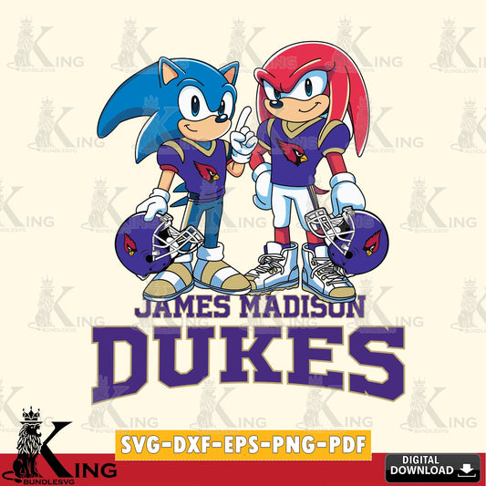 James Madison Dukes Sonic And Knuckles Football SVG file, Vector , Digital Download , PDF File , Instant Download