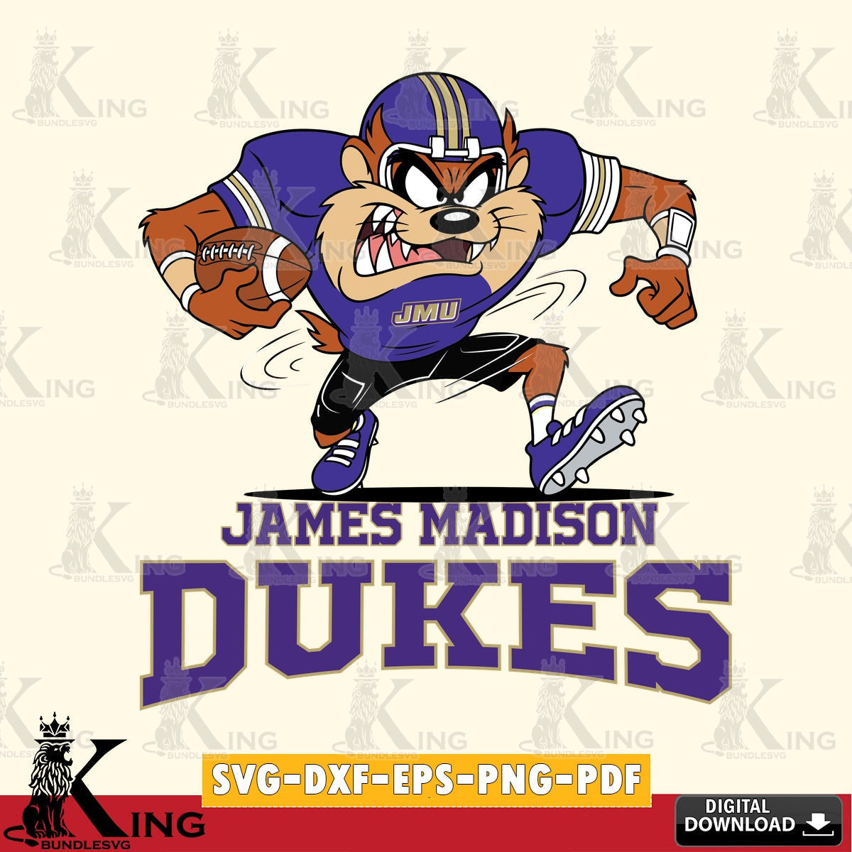 James Madison Dukes Taz Football Helmet SVG file, Cut file  , Digital Download , Instant Download, Taz svg, NCAA svg