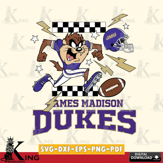 James Madison Dukes Taz Football Lightning SVG file, Cut file  , Digital Download , Instant Download, Taz svg, NCAA svg