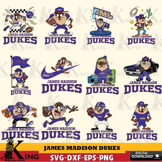 James Madison Dukes Taz Football NCAA Bundle SVG file, Cut file  , Digital Download , Instant Download, Taz svg, NCAA svg