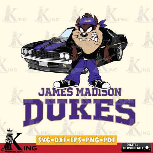 James Madison Dukes Taz Racing Car SVG file, Cut file  , Digital Download , Instant Download, Taz svg, NCAA svg