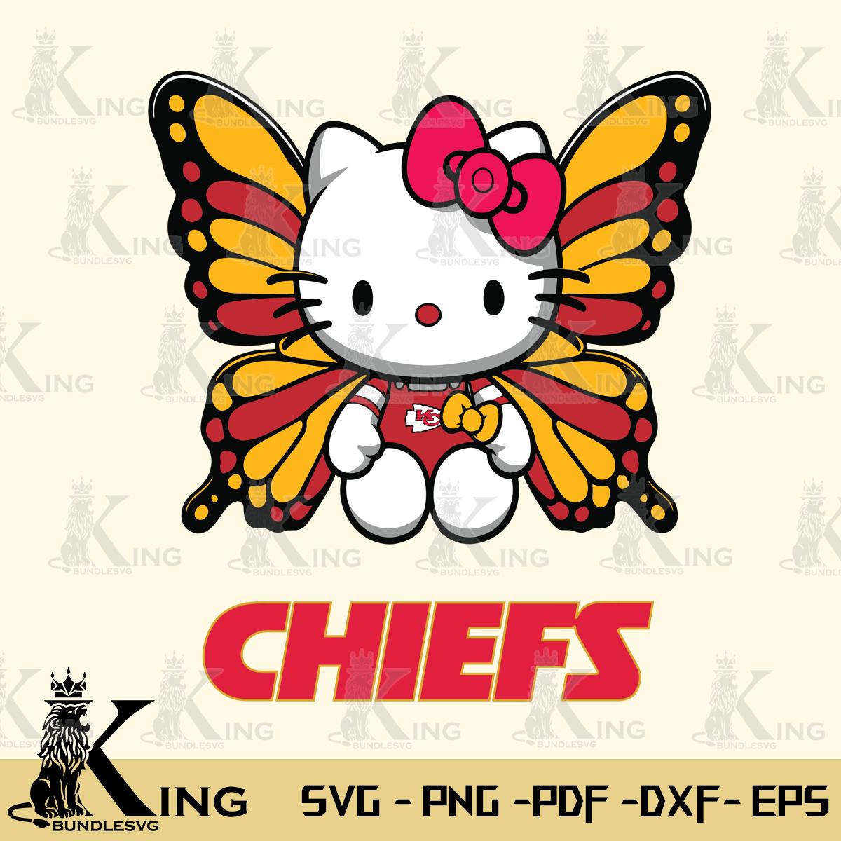 Kansas City Chiefs Butterfly Kitty Delight Svg Eps Dxf Png File, Digital Download