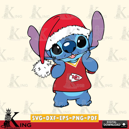Kansas City Chiefs Cute Stitch Christmas SVG, NFL for Cricut, Silhouette, Digital Download , file cut