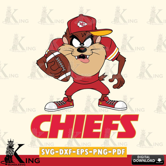 Kansas City Chiefs Đồng phục bóng đá Taz Cut file  , Digital Download , Instant Download, Looney Tunes svg, Football svg