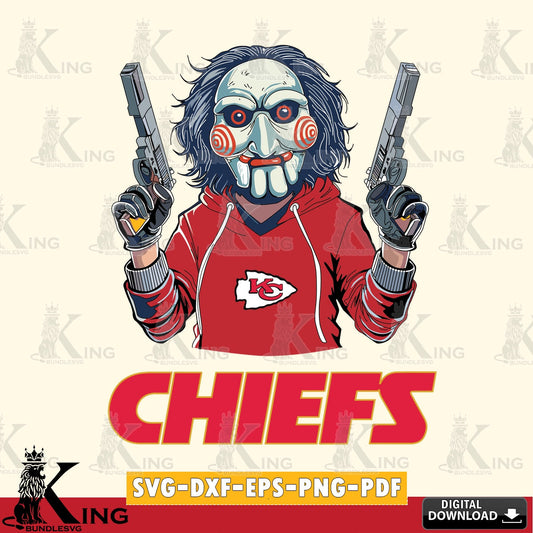 High-quality graphic of a Kansas City Chiefs Jigsaw Billy Football digital download for Cricut Maker and paper crafts.