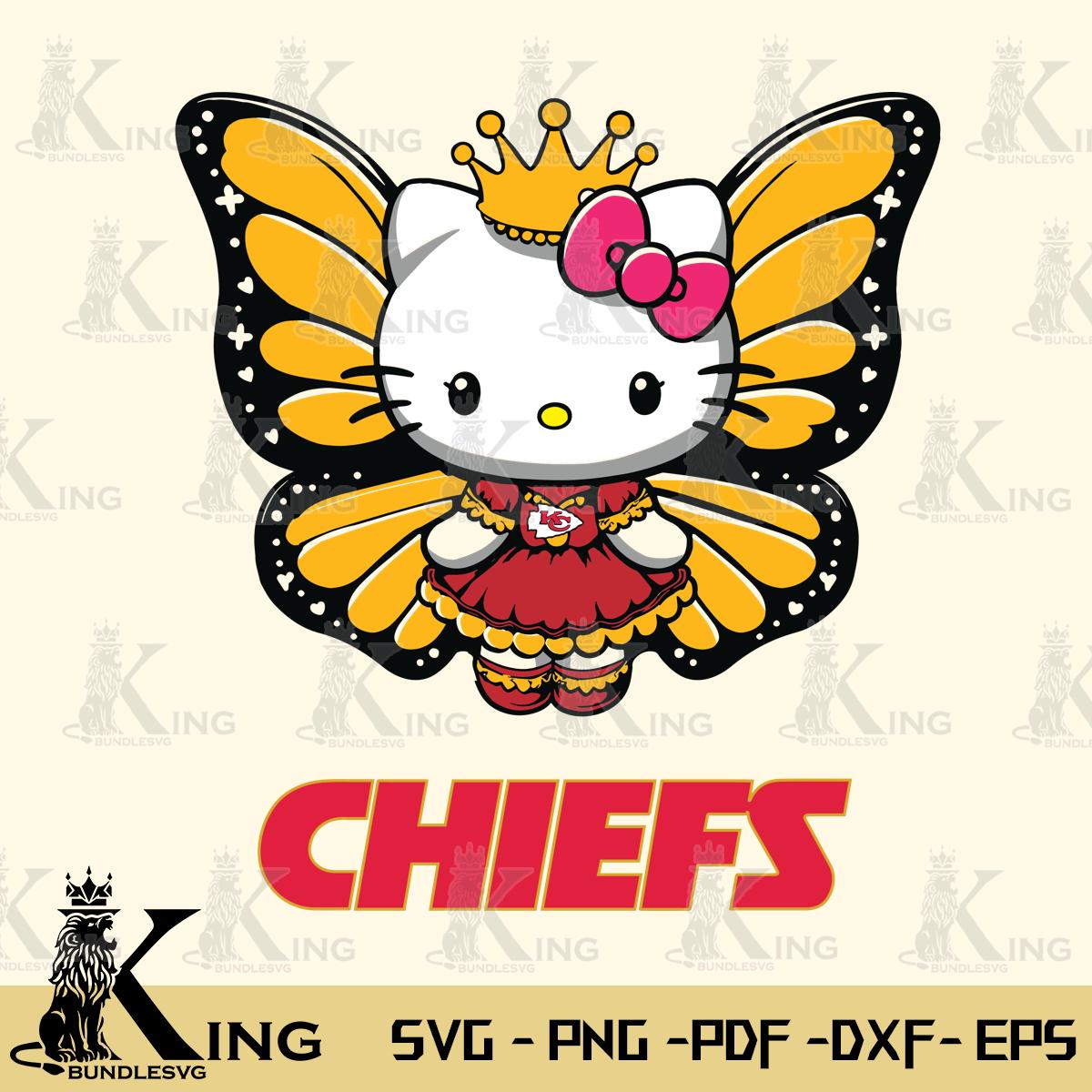 Kansas City Chiefs Kitty Wings & Flowers Svg Eps Dxf Png File, Digital Download