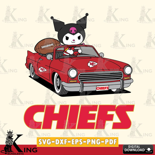 Kansas City Chiefs Kuromi Car Football Game SVG file, Cricut, Cut file  , Digital Download , Instant Download, Sanrio svg, Clipart