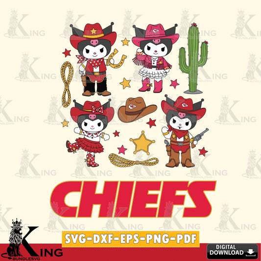 Kansas City Chiefs Kuromi Cowboy Western SVG file, Cricut, Cut file  , Digital Download , Instant Download, Sanrio svg, Clipart