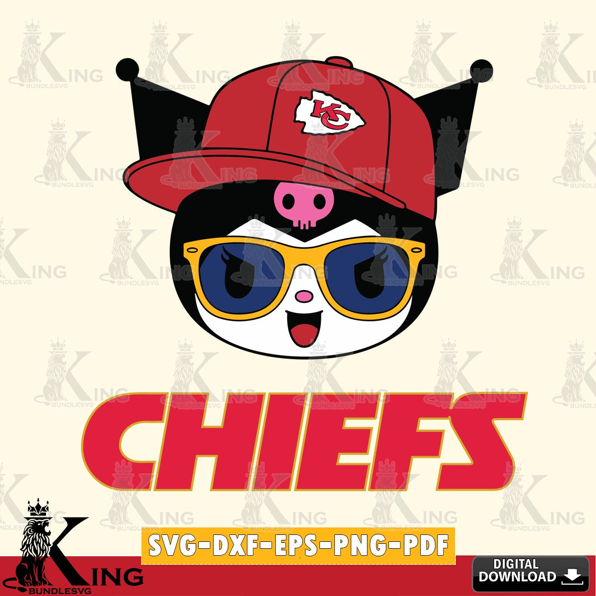 Kansas City Chiefs Kuromi Football Cool SVG file, Cricut, Cut file  , Digital Download , Instant Download, Sanrio svg, Clipart