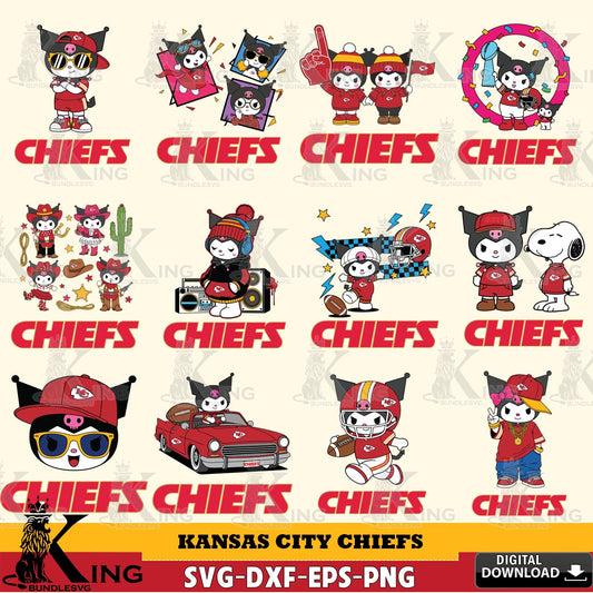 Kansas City Chiefs Kuromi Football Jersey NFL Bundle SVG file, Cricut, Cut file  , Digital Download , Instant Download, Sanrio svg, Clipart
