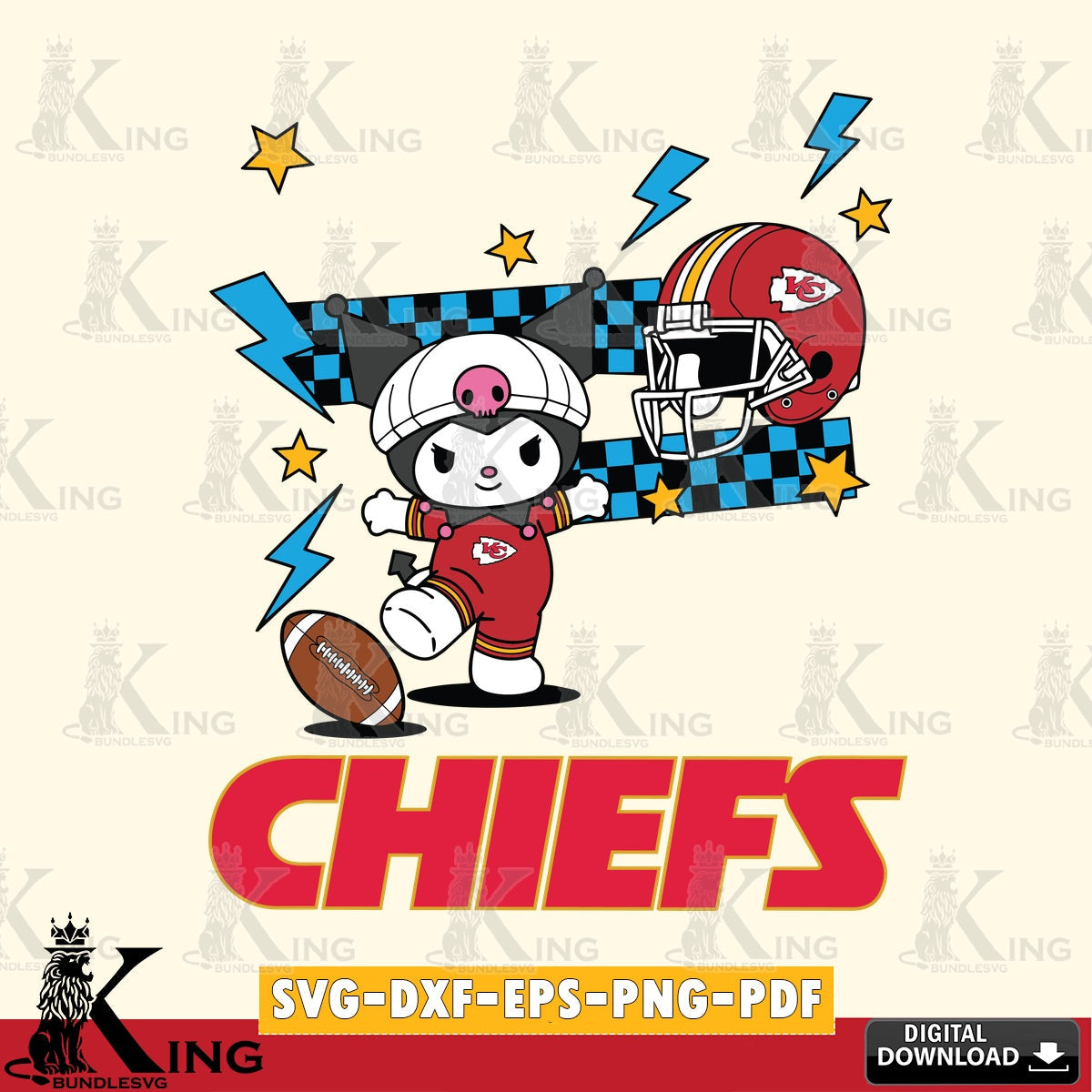 Kansas City Chiefs Kuromi Game Day SVG file, Cricut, Cut file  , Digital Download , Instant Download, Sanrio svg, Clipart