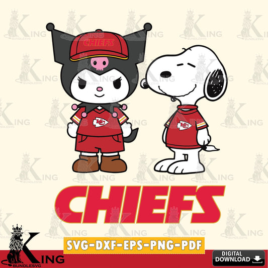 Kansas City Chiefs Kuromi Snoopy Football SVG file, Cricut, Cut file  , Digital Download , Instant Download, Sanrio svg, Clipart
