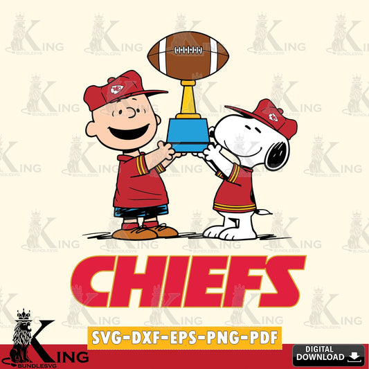 Kansas City Chiefs Peanuts Football Trophy Cricut file , Cut file  , Digital Download , PDF File , Instant Download