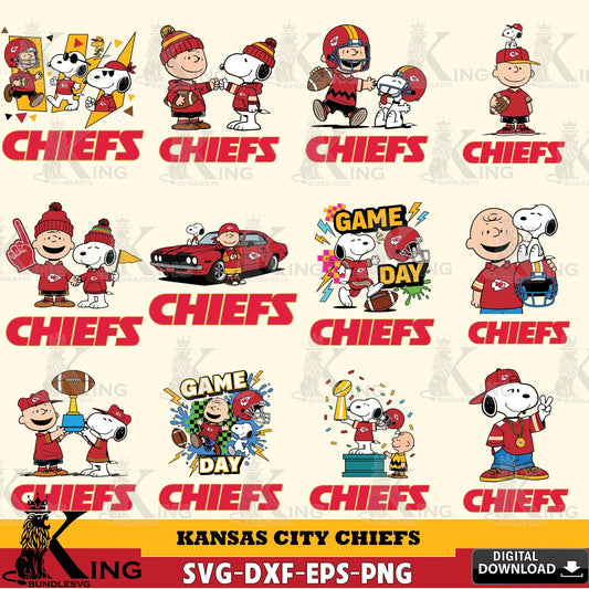 Kansas City Chiefs Peanuts Play Football NFL Bundle Cricut file , Cut file  , Digital Download , PDF File , Instant Download