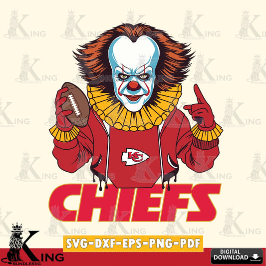 Artistic drawing of a Kansas City Chiefs Pennywise player football, SVG PNG files perfect for Cricut and Silhouette cutting