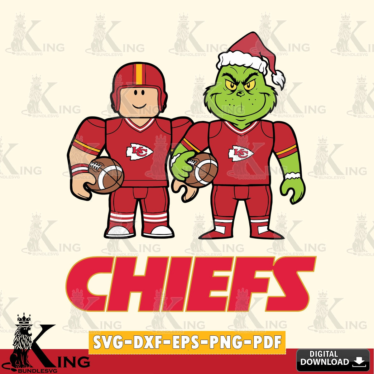 Kansas City Chiefs Roblox & Grinch Football SVG file , Cricut, NFL  File cut , Digital Download , PDF File