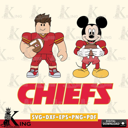 Kansas City Chiefs Roblox & Mickey Football SVG file , Cricut, NFL  File cut , Digital Download , PDF File