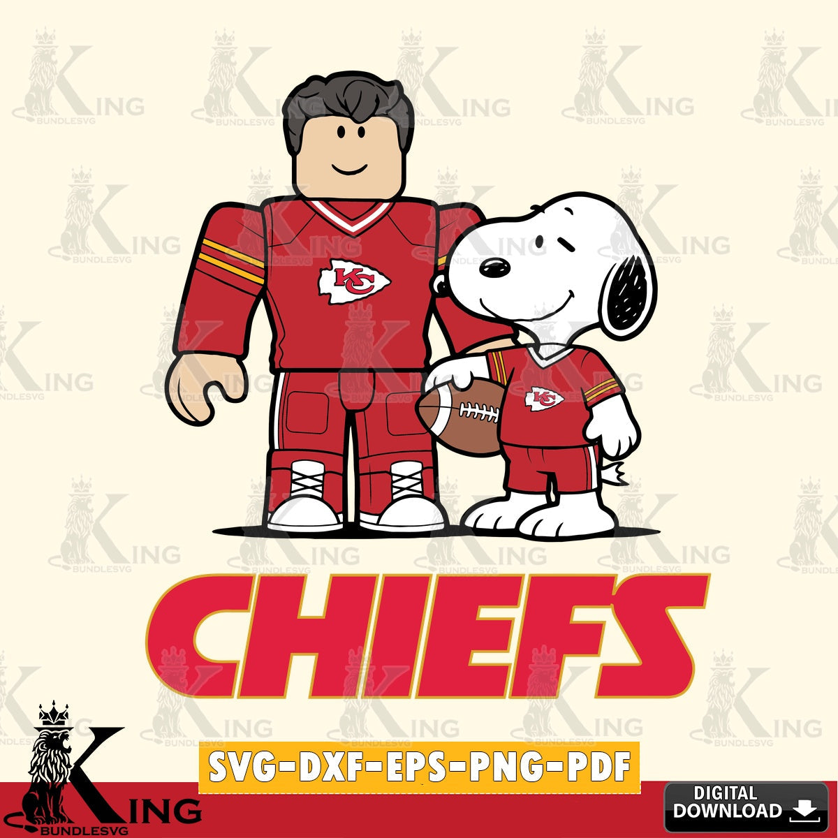Kansas City Chiefs Roblox & Snoopy Football SVG file , Cricut, NFL  File cut , Digital Download , PDF File