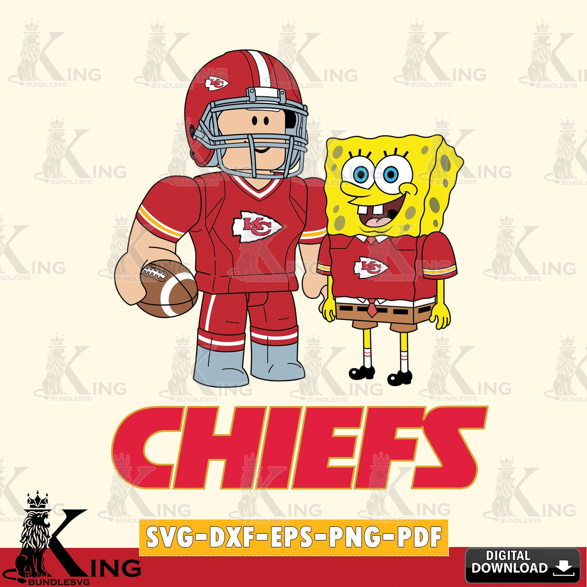Kansas City Chiefs Roblox & Spongebob Football SVG file , Cricut, NFL  File cut , Digital Download , PDF File