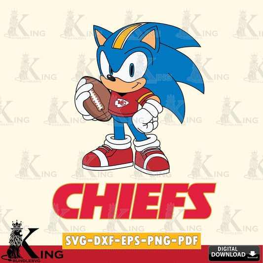 High-quality graphic of Kansas City Chiefs Sonic Game Day Ready, digital clipart compatible with laser engraving and cutting.