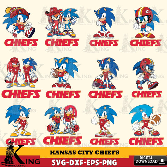 Kansas City Chiefs Sonic & Knuckles NFL FootballBundle SVG file, Vector , Digital Download , PDF File , Instant Download