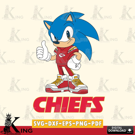Custom design featuring Kansas City Chiefs Sonic Like Football vector illustration for POD merchandise and apparel