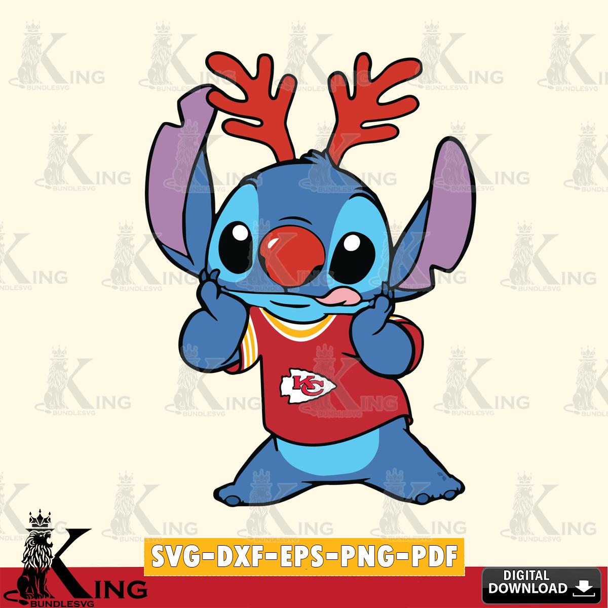 Kansas City Chiefs Stitch Reindeer SVG, NFL for Cricut, Silhouette, Digital Download , file cut