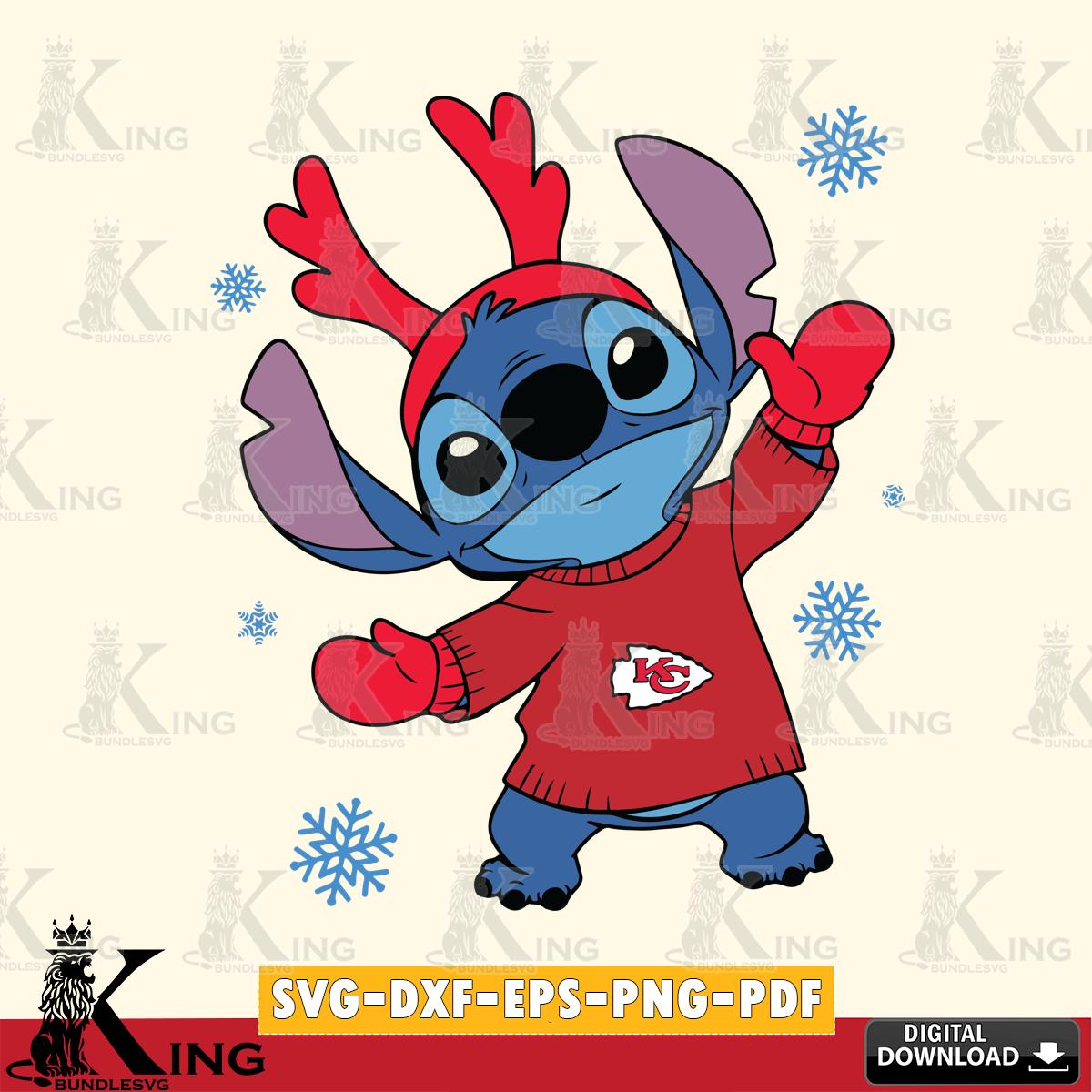 Kansas City Chiefs Stitch Santa Christmas SVG, NFL for Cricut, Silhouette, Digital Download , file cut