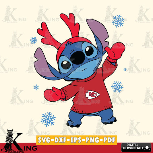 Kansas City Chiefs Stitch Santa Christmas SVG, NFL for Cricut, Silhouette, Digital Download , file cut