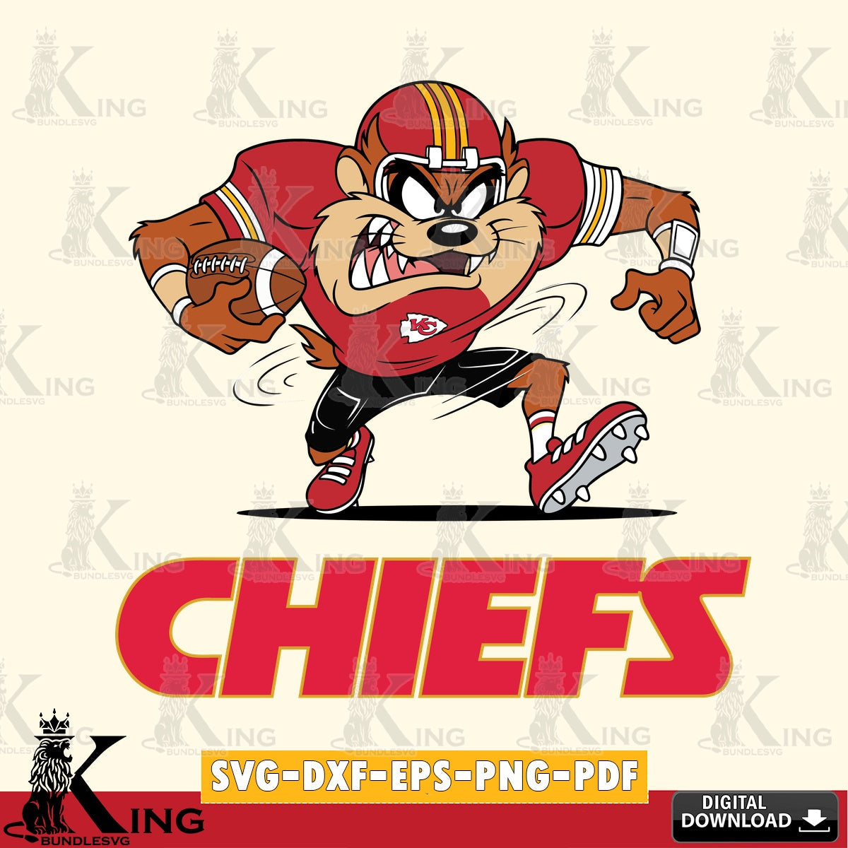 Kansas City Chiefs Taz Football Helmet Cut file  , Digital Download , Instant Download, Looney Tunes svg, Football svg