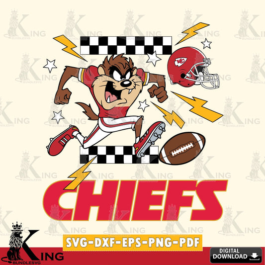 Kansas City Chiefs Taz Football Lightning Cut file  , Digital Download , Instant Download, Looney Tunes svg, Football svg