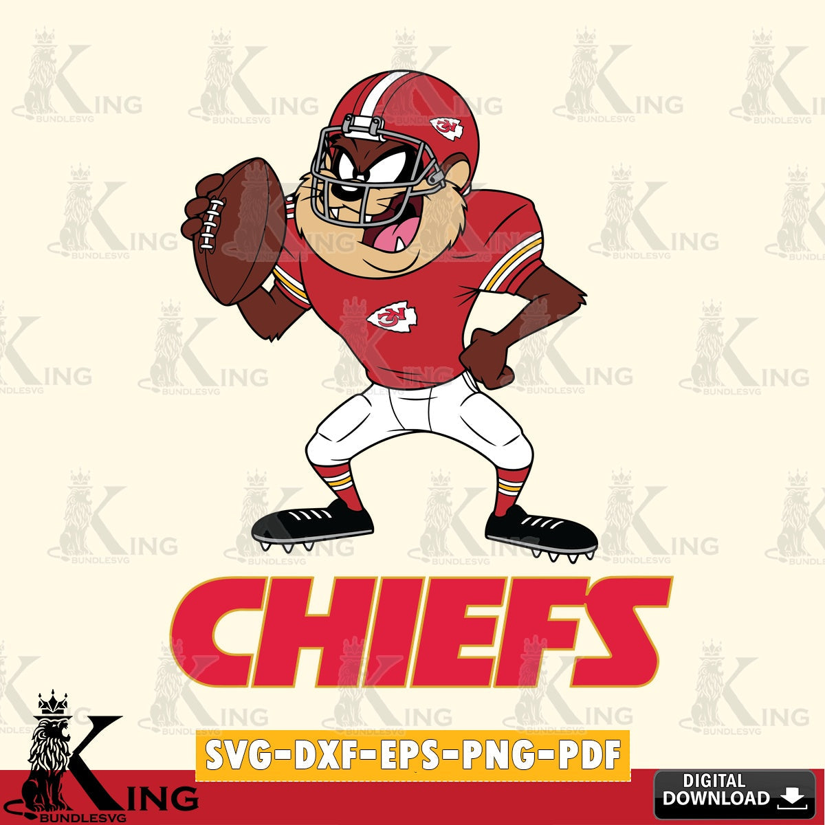 Kansas City Chiefs Taz Football Player Cut file  , Digital Download , Instant Download, Looney Tunes svg, Football svg