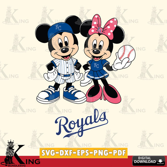 Kansas City Royals Baseball Mickey Minnie Mouse SVG file , For Cricut,  File cut , Digital Download , PDF File, Cut Files