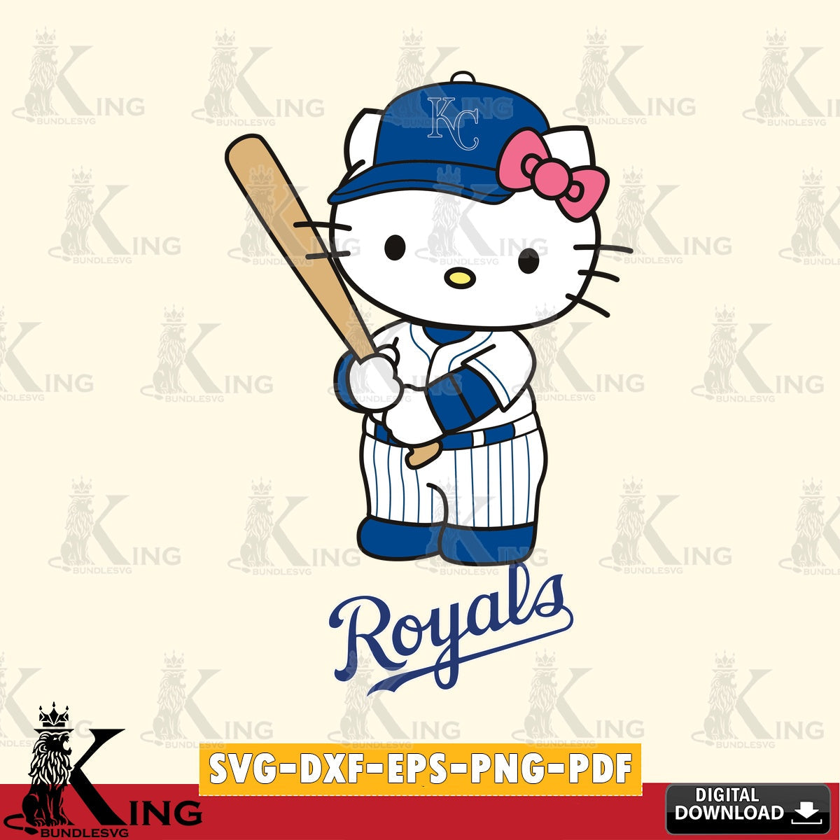 Massive pack of Kansas City Royals Hello Kitty baseball batter crafting file for iron-on transfer and vinyl decals