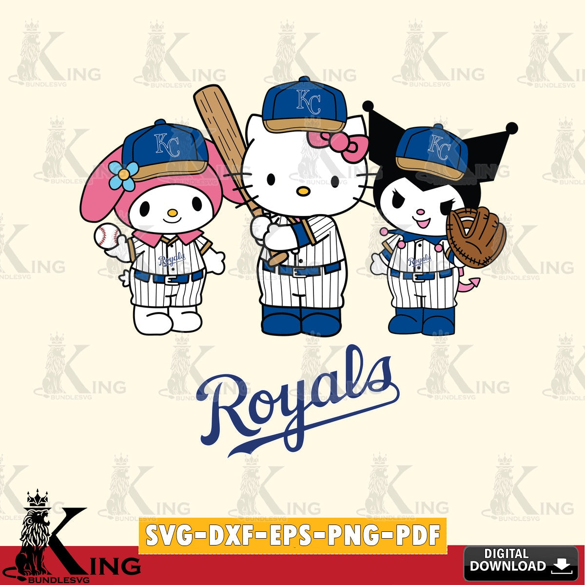 High-quality graphic of a Kansas City Royals Kawaii team baseball player SVG PNG design suitable for Glowforge and laser cutting
