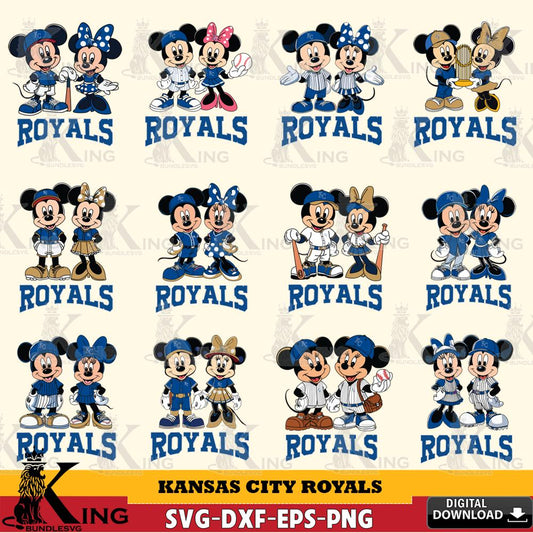 Kansas City Royals Mickey Minnie MLB Bundle SVG DXF EPS PNG PDF, MLB for Cricut, Silhouette, Digital Download , file cut