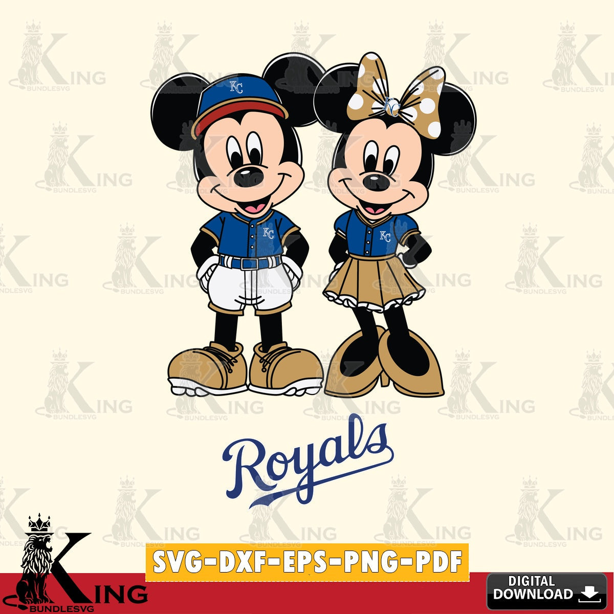 Kansas City Royals Mickey Minnie Mouse Baseball SVG file , For Cricut,  File cut , Digital Download , PDF File, Cut Files