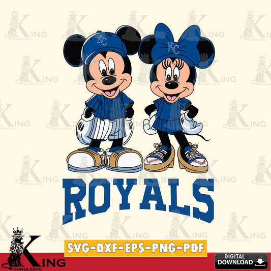 Kansas City Royals Mickey Minnie Mouse Fan SVG File, MLB for Cricut, Silhouette, Digital Download , file cut
