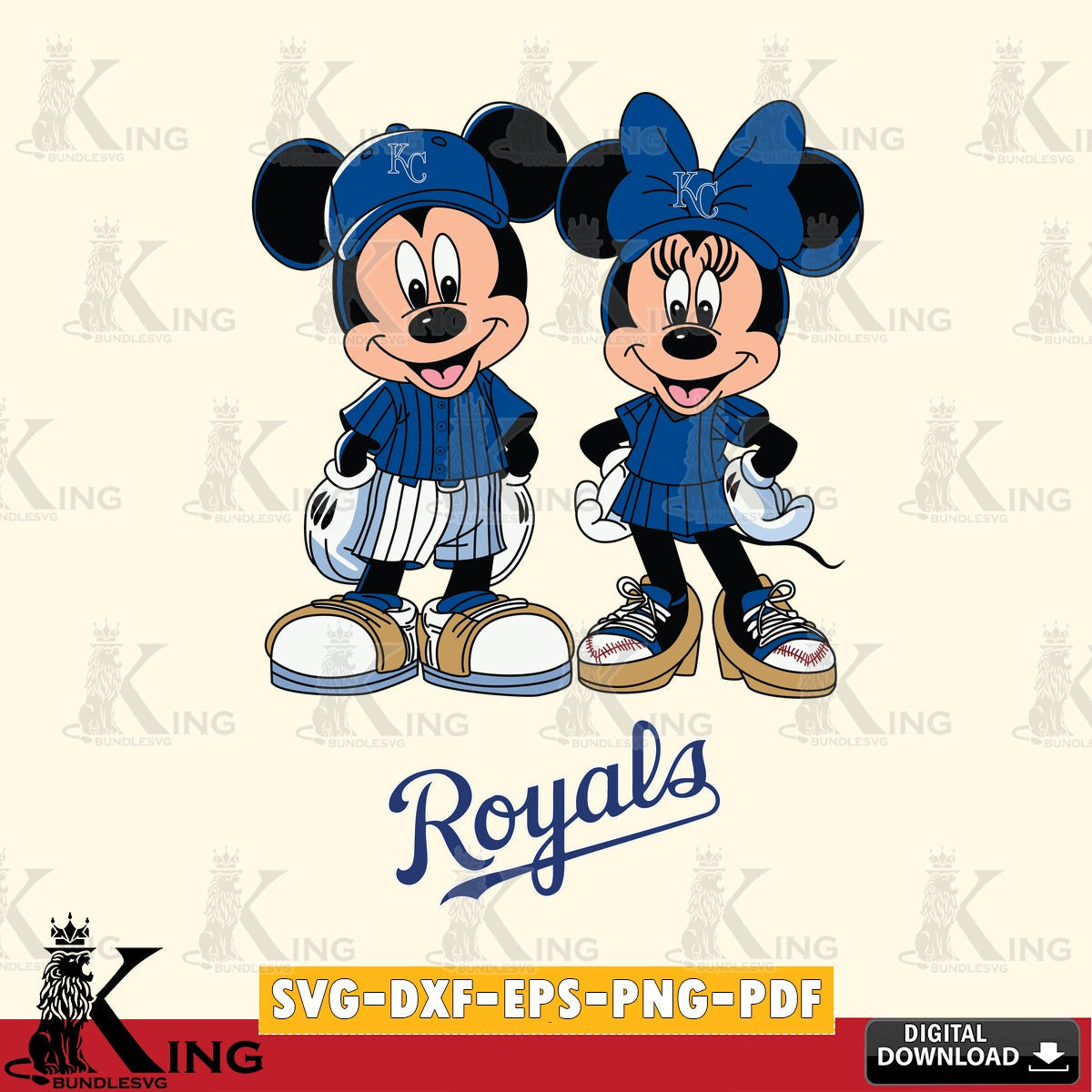 Kansas City Royals Mickey Minnie Mouse Fan SVG file , For Cricut,  File cut , Digital Download , PDF File, Cut Files