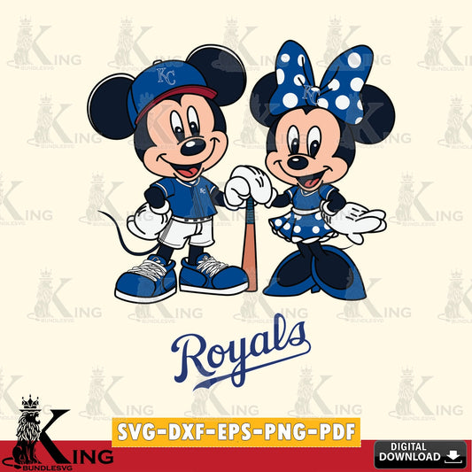 Kansas City Royals Mickey Minnie Mouse Sport SVG file , For Cricut,  File cut , Digital Download , PDF File, Cut Files