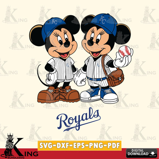 Kansas City Royals Mickey Minnie Mouse couple SVG file , For Cricut,  File cut , Digital Download , PDF File, Cut Files