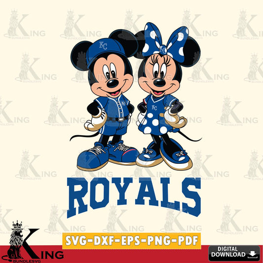 Kansas City Royals Mickey Minnie Mouse couple sport SVG File, MLB for Cricut, Silhouette, Digital Download , file cut