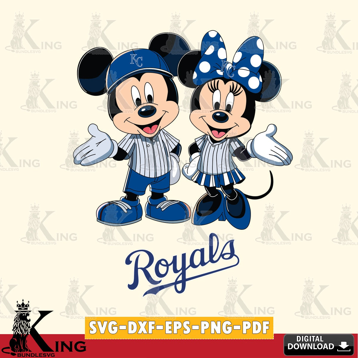 Kansas City Royals Mickey Minnie couple SVG file , For Cricut,  File cut , Digital Download , PDF File, Cut Files
