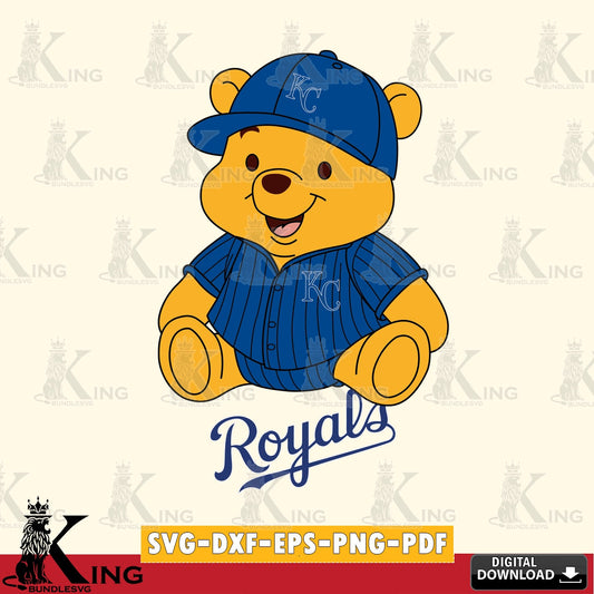 Creative design featuring Kansas City Royals Winnie the Pooh cute baseball crafting file for iron-on transfer and vinyl decals