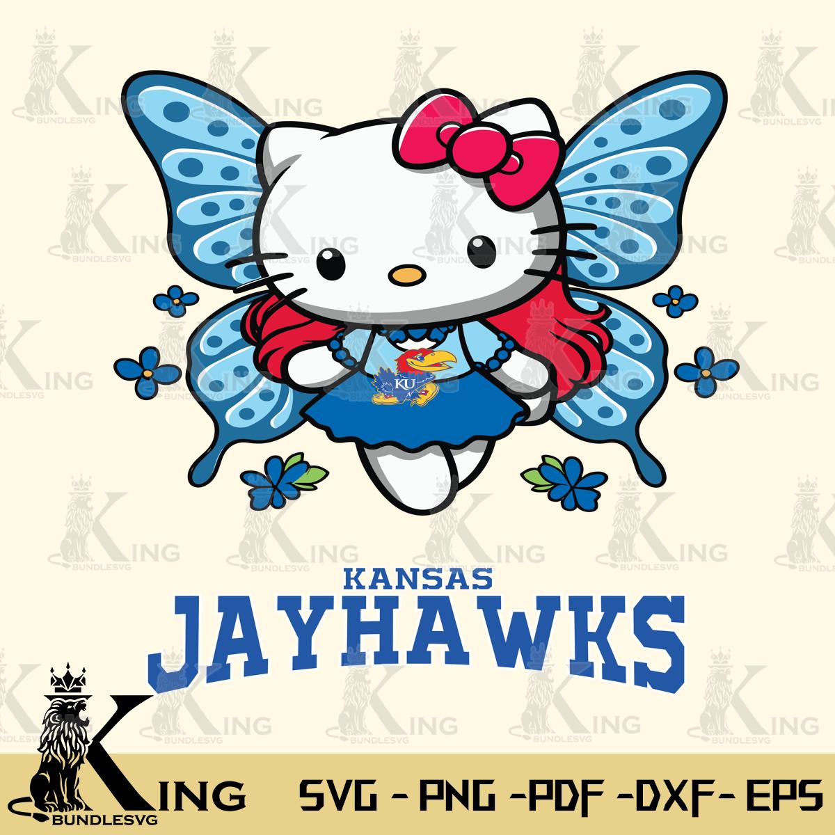 Kansas Jayhawks Butterfly Kitty Charm Svg Eps Dxf Png File, Digital Download