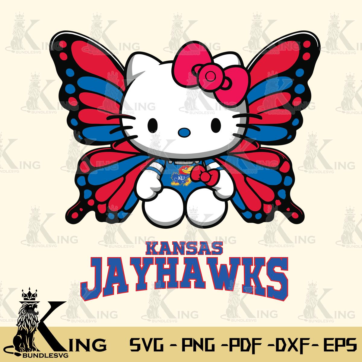 Kansas Jayhawks Butterfly Kitty Delight Svg Eps Dxf Png File, Digital Download