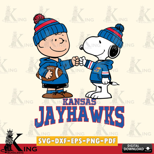Kansas Jayhawks CharlieBrown Football Fist Bump SVG, Cricut, Cut file  , Digital Download , Instant Download, Peanuts svg, NCAA svg, Football svg, Sport svg